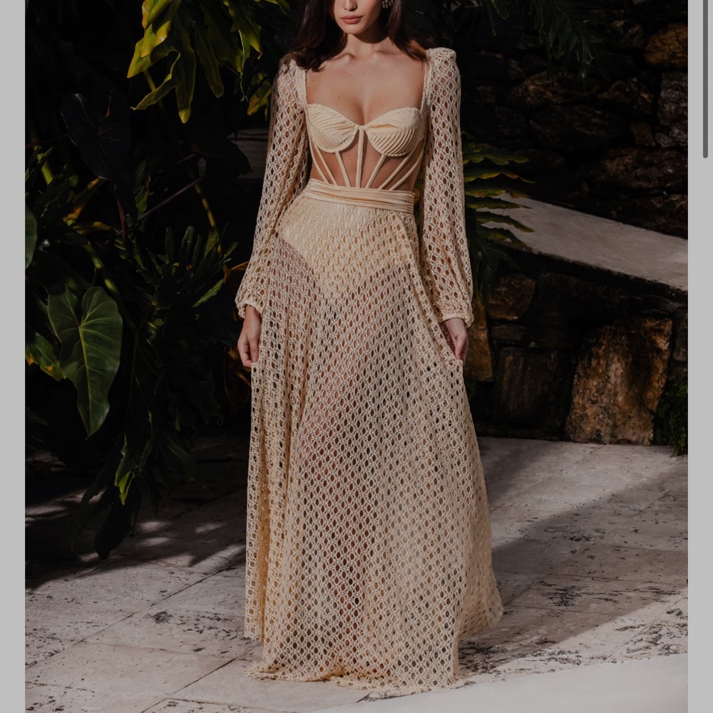 crochet overlay dress